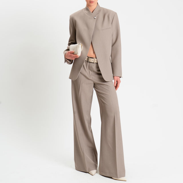 Vicolo-Pantalone gessato wide leg - tortora