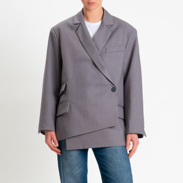 Vicolo-Giacca chiusura asimmetrica - grigio medio melange