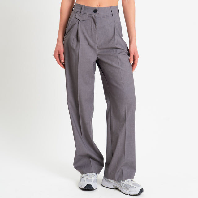 Vicolo-Pantalone palazzo con pinces - grigio medio melange