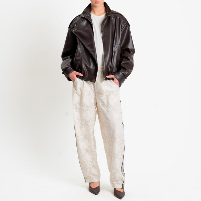 Vicolo-Bomber similpelle chiusura asimmetrica - moro