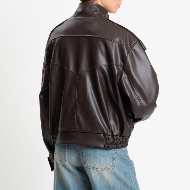 Vicolo-Bomber similpelle chiusura asimmetrica - moro