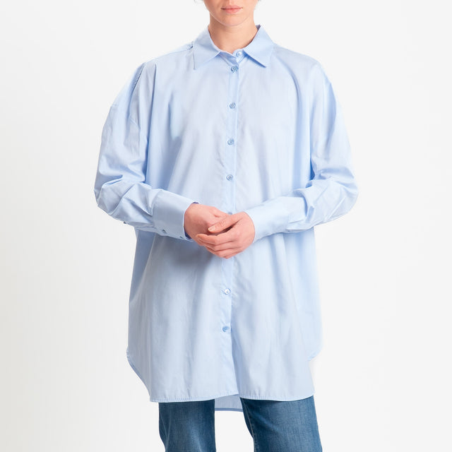 Vicolo-Camicia oversize in cotone - azzurro