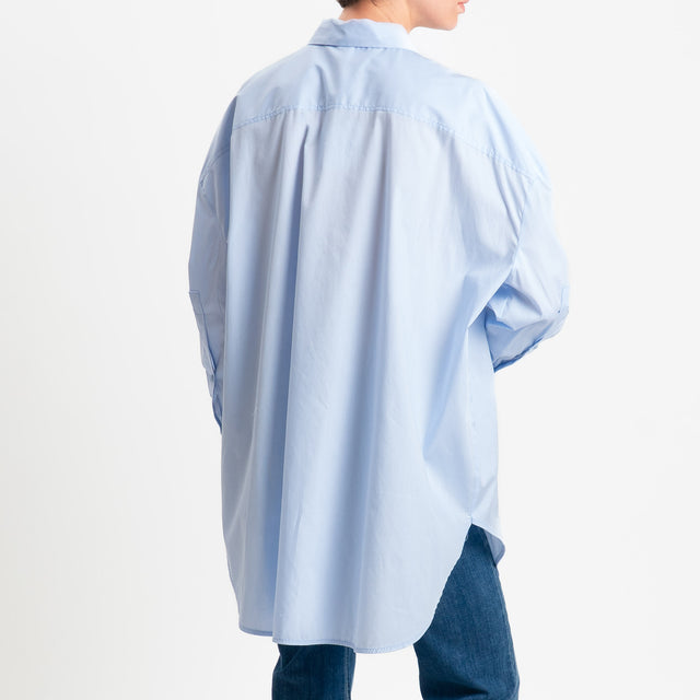 Vicolo-Camicia oversize in cotone - azzurro