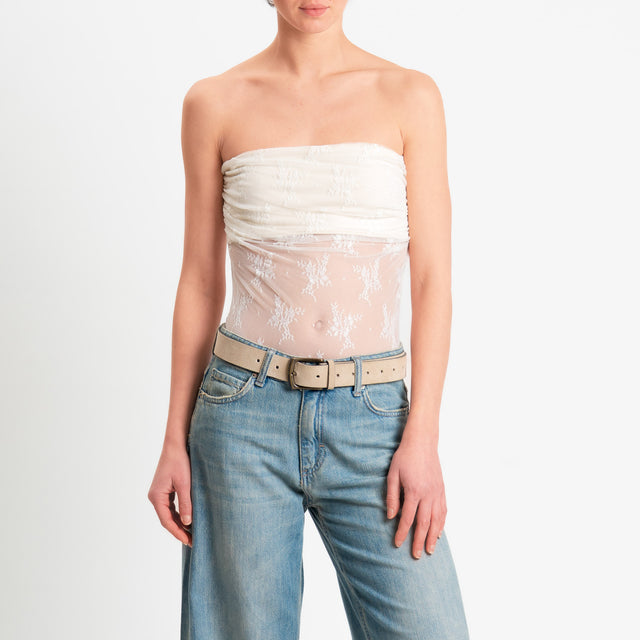 Vicolo-Body in pizzo a fascia - burro