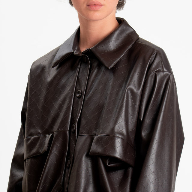 Vicolo-Bomber similpelle texture intrecciata - moro