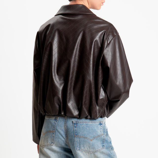 Vicolo-Bomber similpelle texture intrecciata - moro