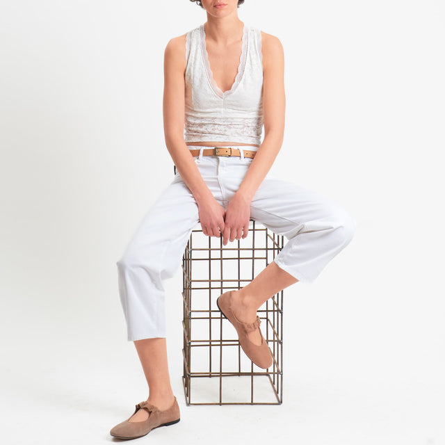 Vicolo-Top in pizzo scollo vogatore - burro