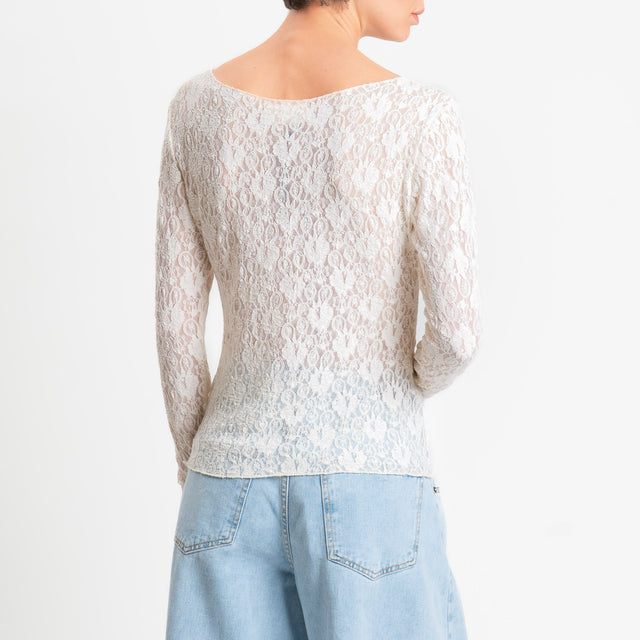 Vicolo-Blusa in pizzo elasticizzata - burro