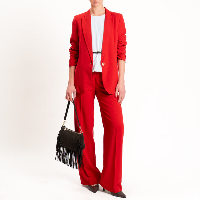 Vicolo-Pantalone wide leg misto lino - rosso