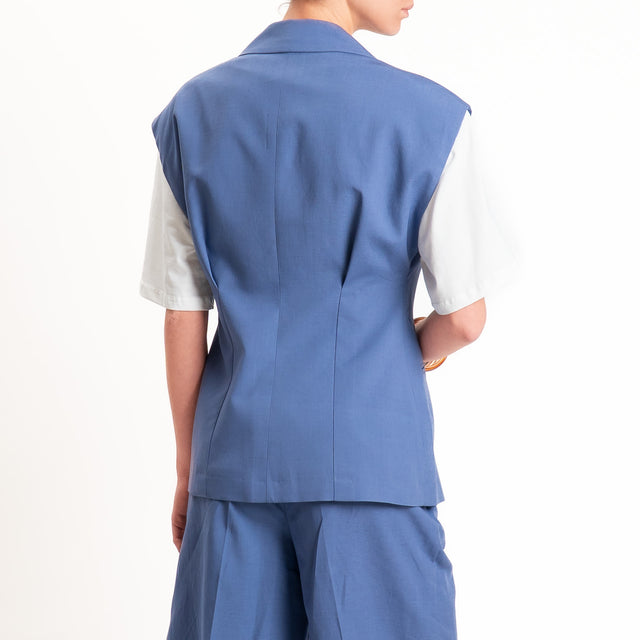 Vicolo-Gilet un bottone misto lino - indaco