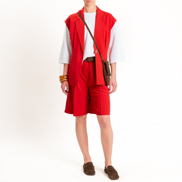 Vicolo-Gilet un bottone misto lino - rosso