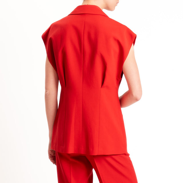 Vicolo-Gilet un bottone misto lino - rosso