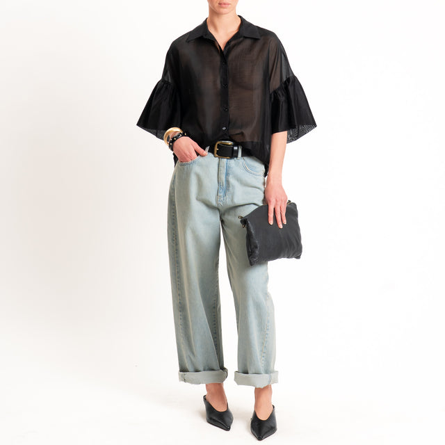 Vicolo-Camicia mussola di lyocell - nero