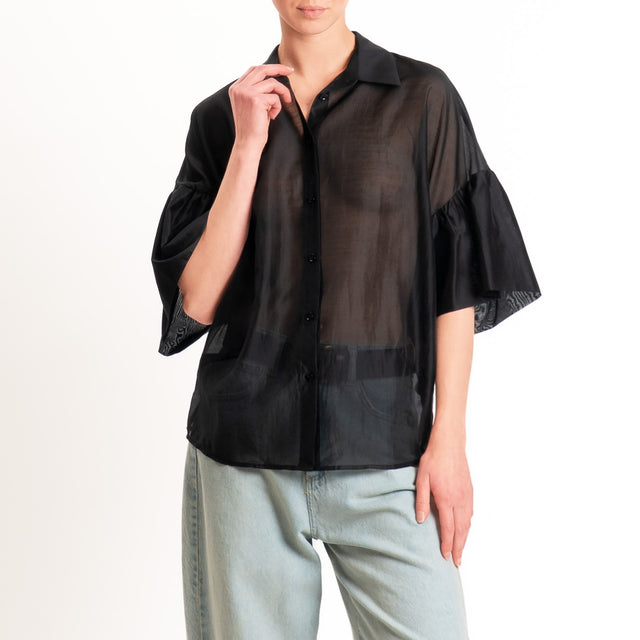 Vicolo-Camicia mussola di lyocell - nero