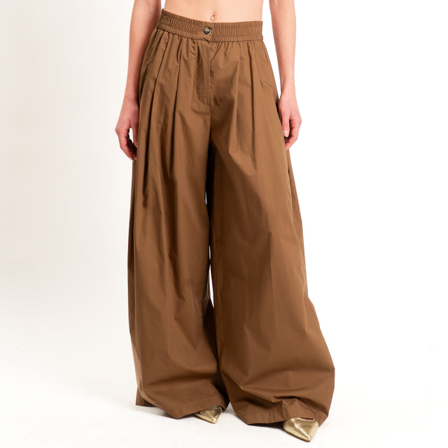 Vicolo-Pantalone popeline con pinces - nocciola