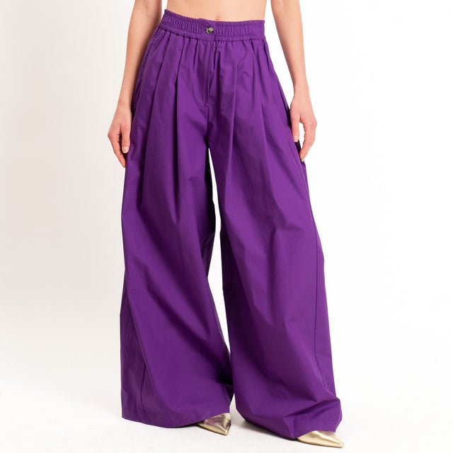 Vicolo-Pantalone popeline con pinces - viola