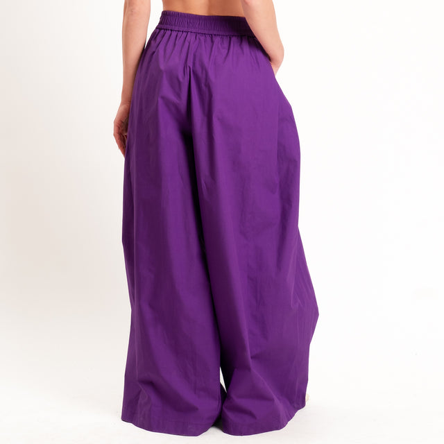 Vicolo-Pantalone popeline con pinces - viola