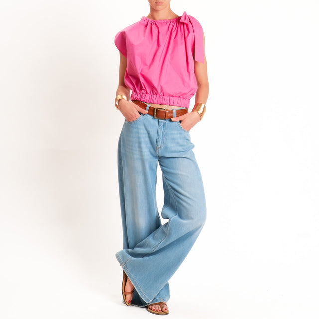 Vicolo-Top popeline con fiocco - fucsia