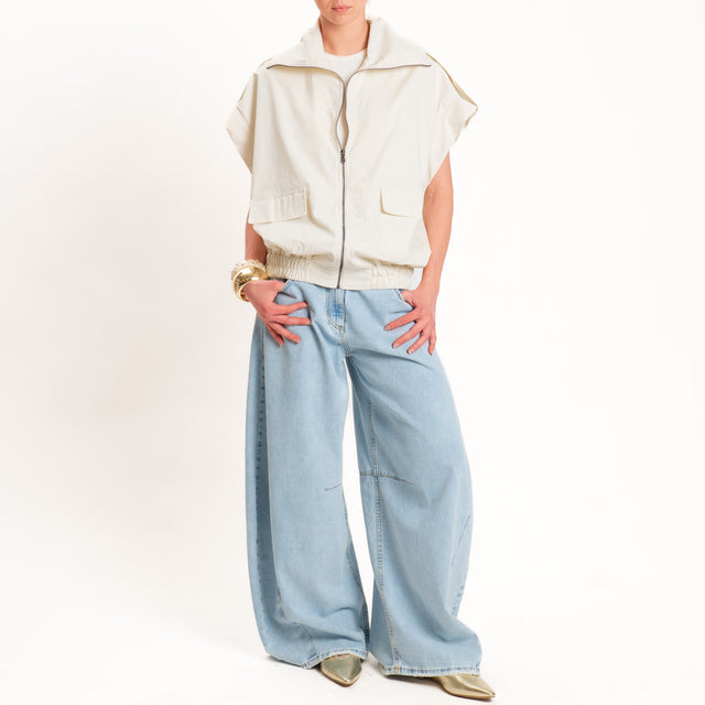 Vicolo-Bomber smanicato in cotone - burro