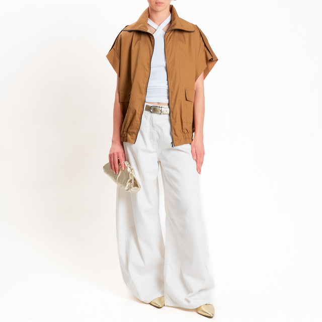 Vicolo-Bomber smanicato in cotone - tabacco