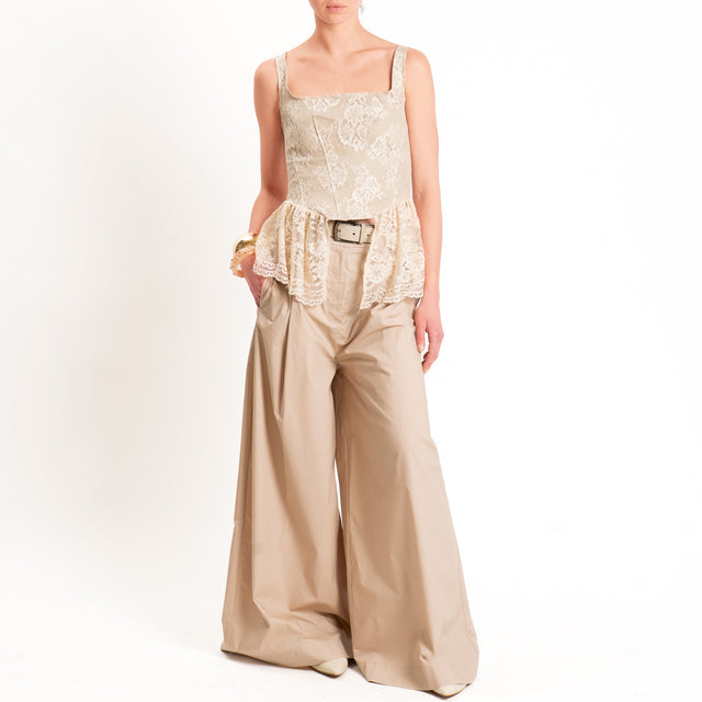Vicolo-Pantalone popeline con pinces - desert
