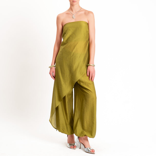 Vicolo-Completo goffrato lyocell top + pantalone - olio