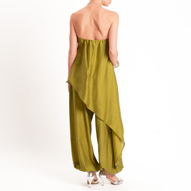 Vicolo-Completo goffrato lyocell top + pantalone - olio