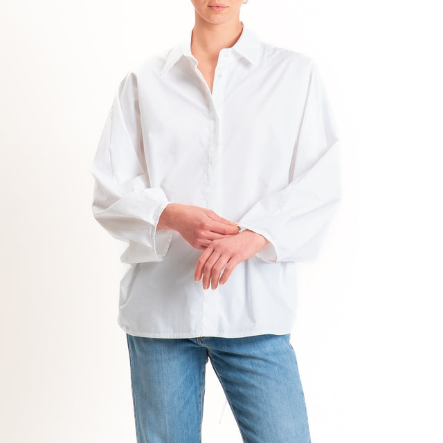 Vicolo-Camicia manica ampia coulisse dietro - bianco