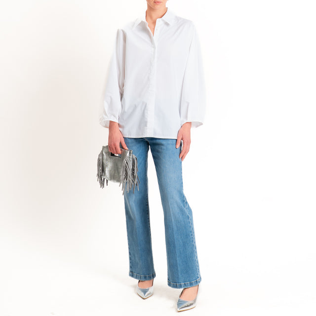 Vicolo-Camicia manica ampia coulisse dietro - bianco