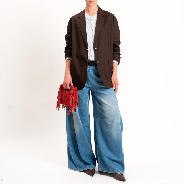 Vicolo-Giacca oversize popeline spacchi dietro - choco
