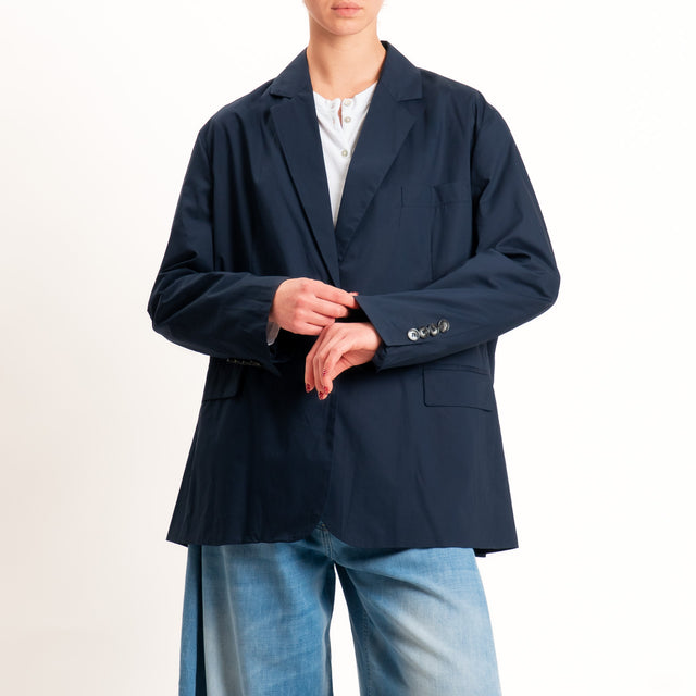 Vicolo-Giacca oversize popeline spacchi dietro - blu