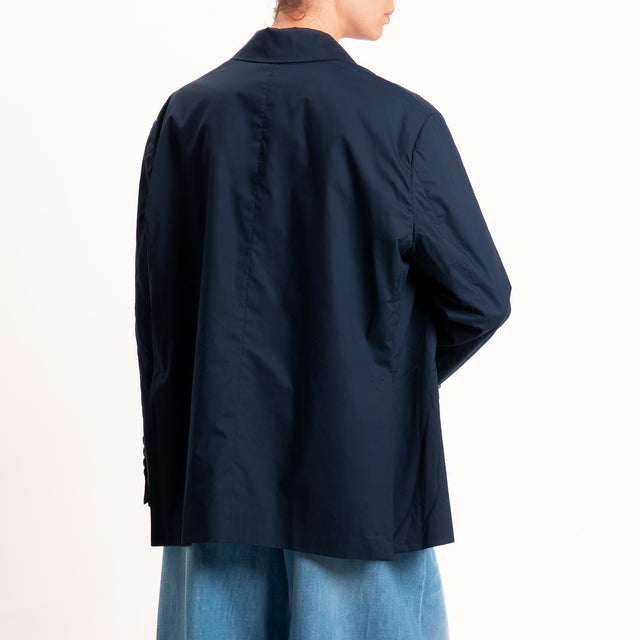 Vicolo-Giacca oversize popeline spacchi dietro - blu