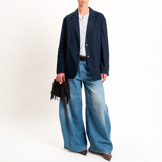 Vicolo-Giacca oversize popeline spacchi dietro - blu