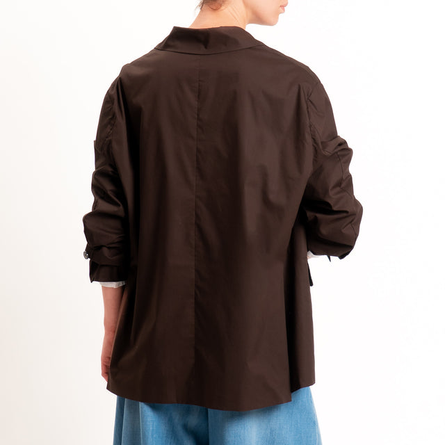 Vicolo-Giacca oversize popeline spacchi dietro - choco