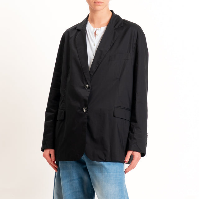 Vicolo-Giacca oversize popeline spacchi dietro - nero
