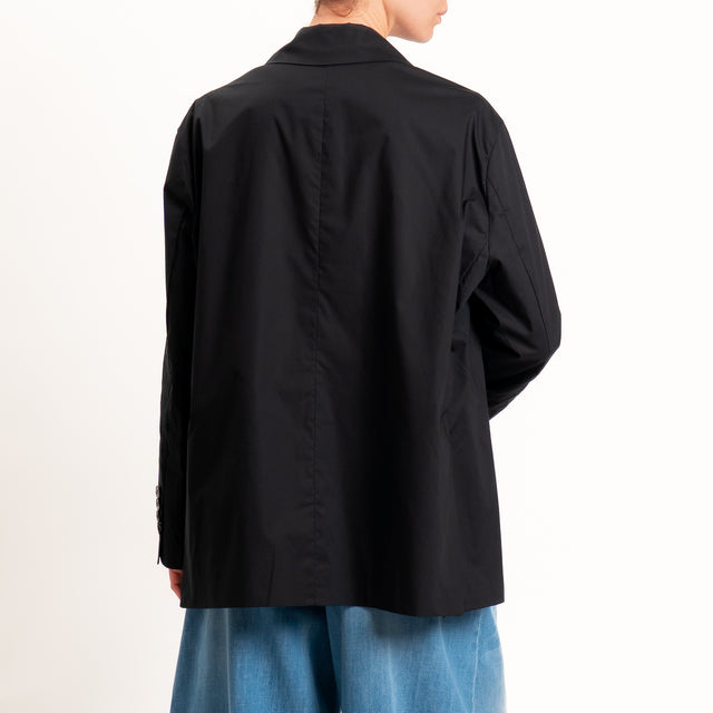 Vicolo-Giacca oversize popeline spacchi dietro - nero