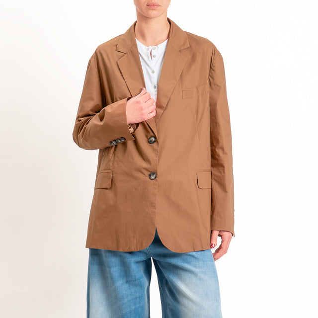 Vicolo-Giacca oversize popeline spacchi dietro - nocciola