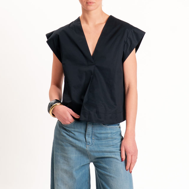 Vicolo-Blusa parachute scollo v - nero