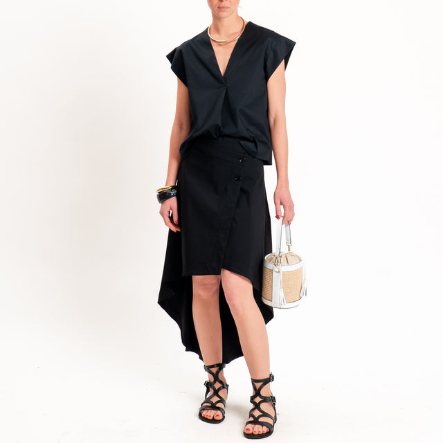 Vicolo-Blusa parachute scollo v - nero