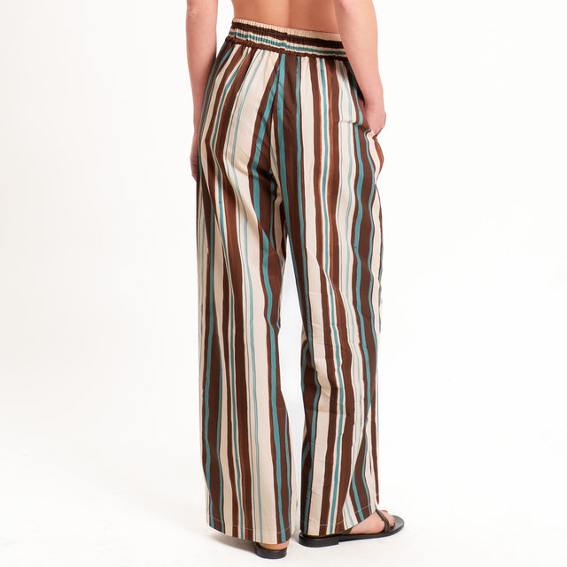 Vicolo-Completo top + pantalone a righe - moro/azzurro/sand
