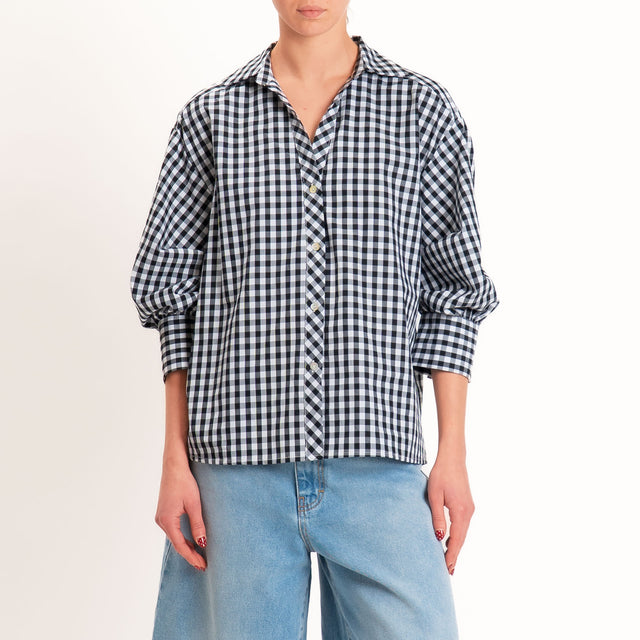 Vicolo-Camicia vichy manica ampia - bianco/nero
