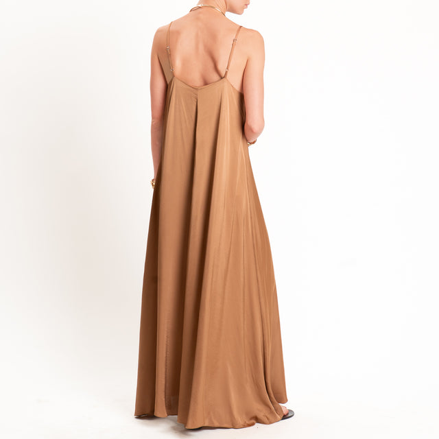 Vicolo-Abito svasato in satin - bronzo