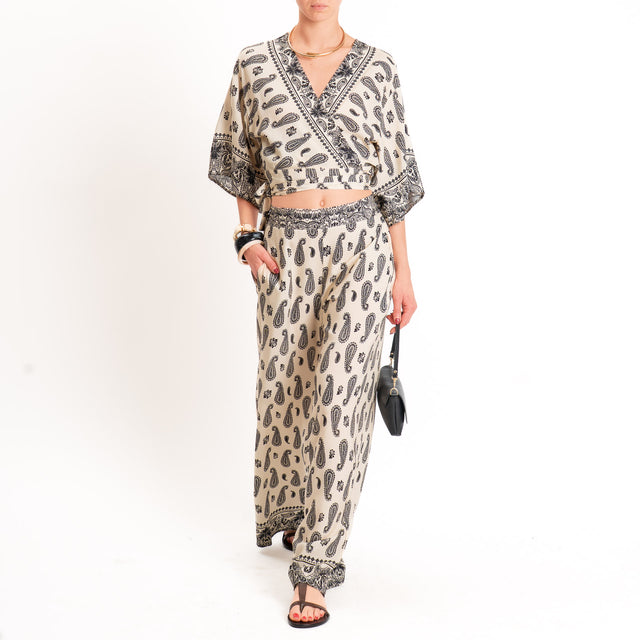 Vicolo-Blusa fantasia bandana - panna/nero