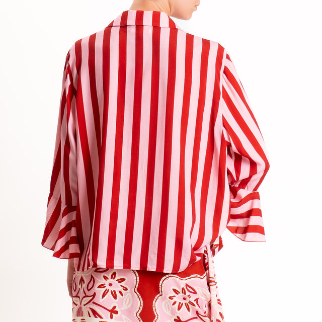 Vicolo-Completo camicia+ minigonna pareo fantasia - rosa/rosso