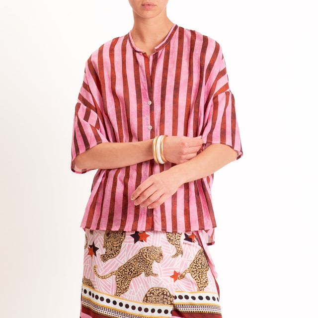 Vicolo-Completo camicia+gonna pareo fantasia - rosa/bordeaux