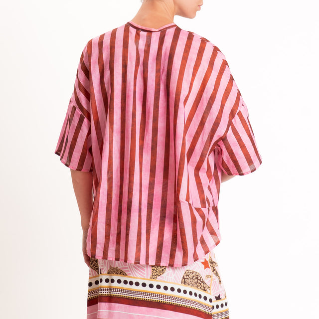 Vicolo-Completo camicia+gonna pareo fantasia - rosa/bordeaux
