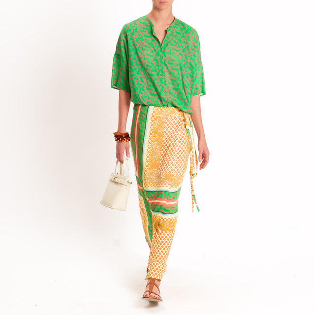 Vicolo-Completo camicia+gonna pareo fantasia - verde/yellow