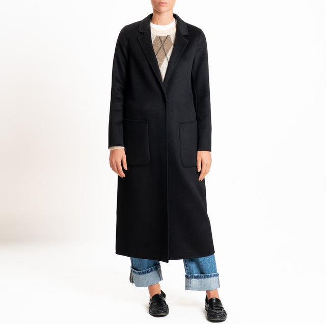 Vicolo-Cappotto HAND MADE MISTO LANA spacco dietro - Nero
