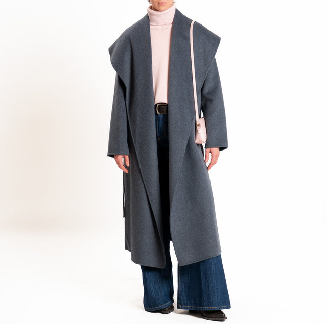 Vicolo-Cappotto HAND MADE MISTO LANA con cintura - antracite