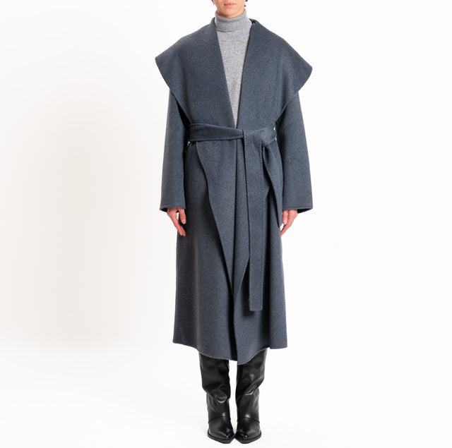 Vicolo-Cappotto HAND MADE MISTO LANA con cintura - antracite